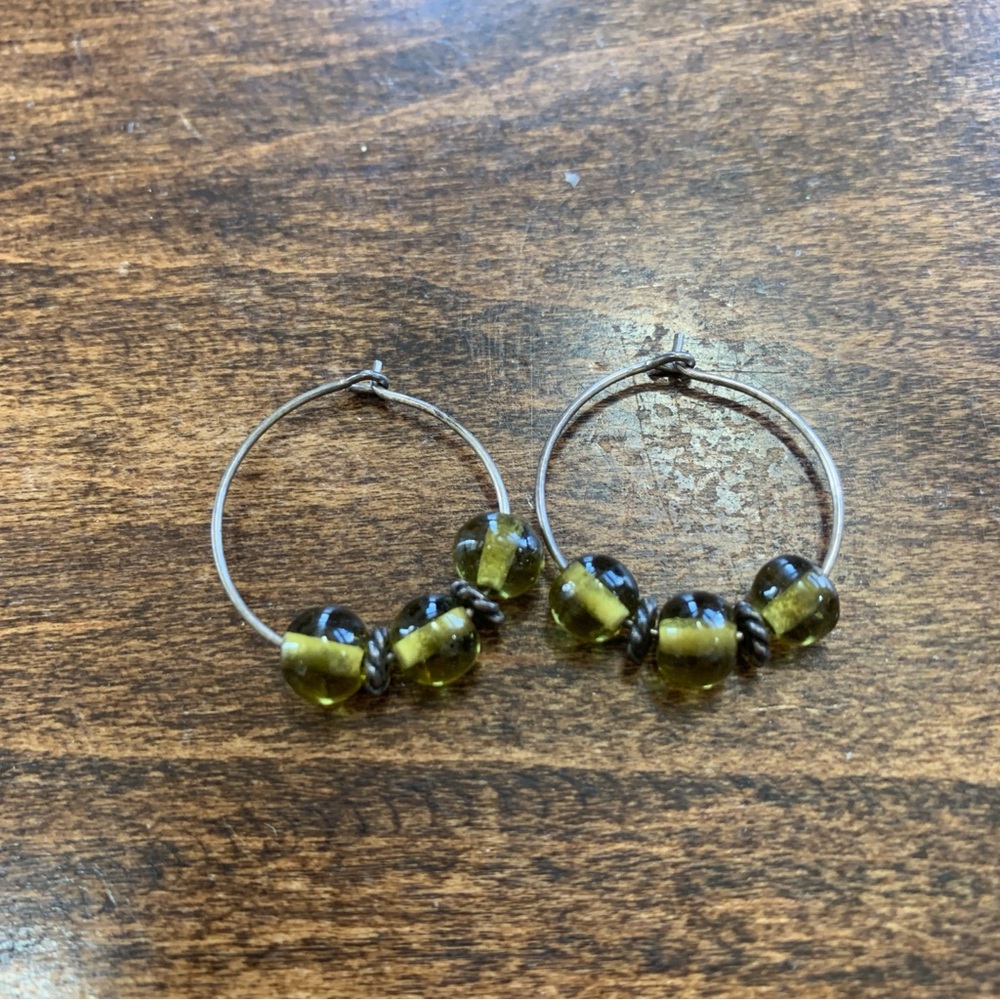4/$15 Hoops with green beads